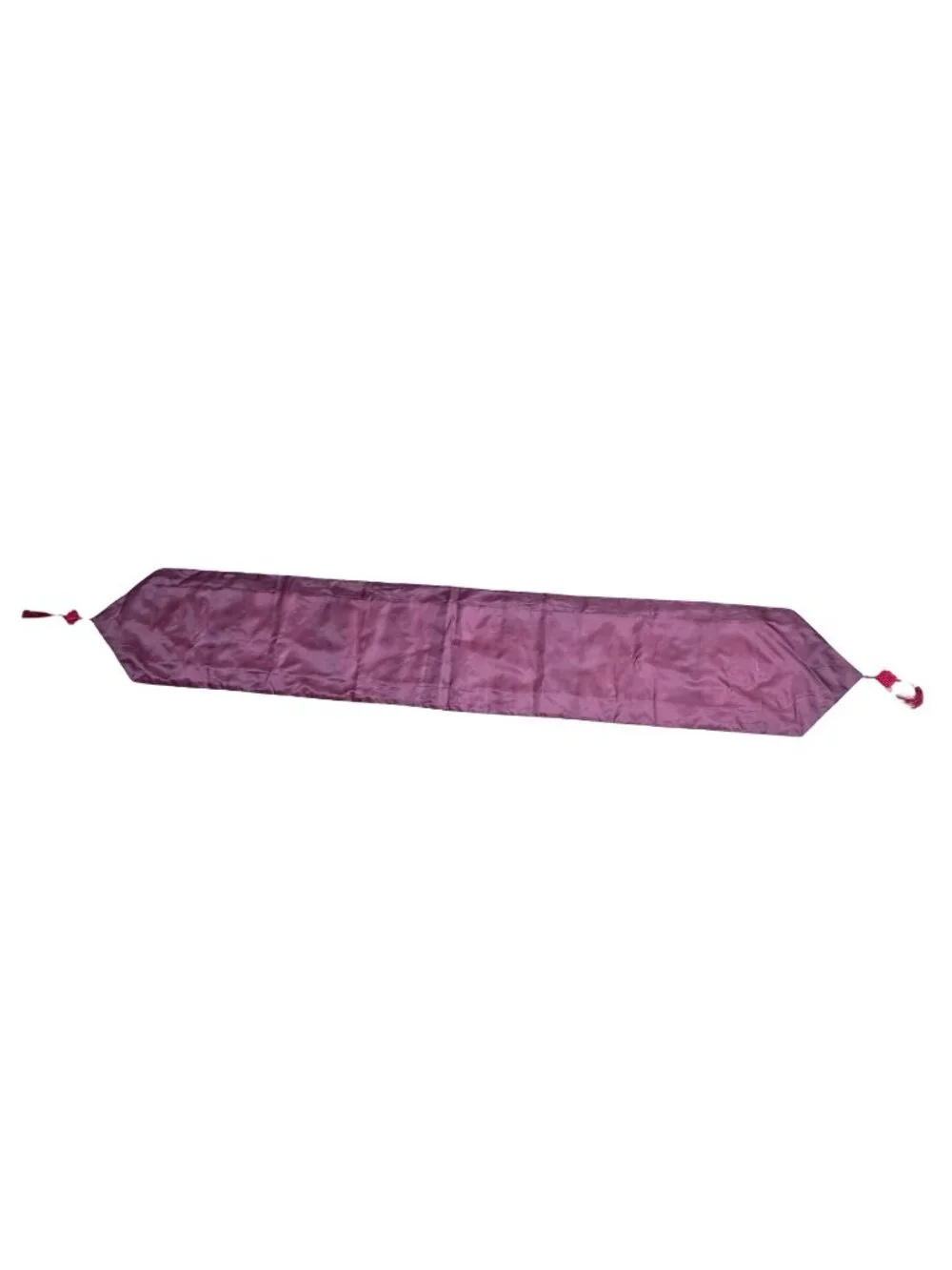 Floral Embroidered Satin Table Runner Oriental Flowers Tassels Red78" Long - Picture 9 of 9